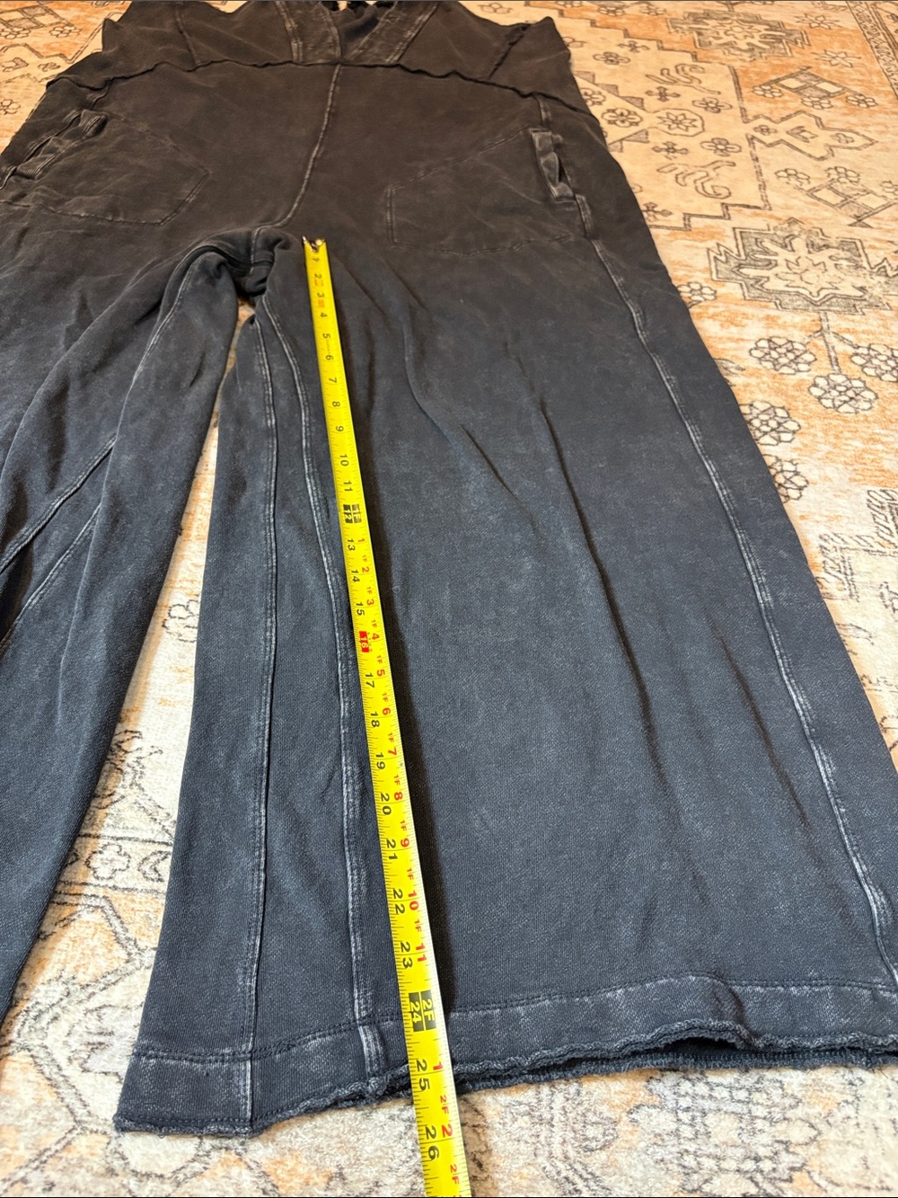 EASEL L charcoal washed terry knit sleeveless jumpsuit, oversized and wide leg - Picture 9 of 12